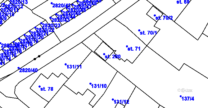 Parcela st. 280 v KÚ Folknáře, Katastrální mapa