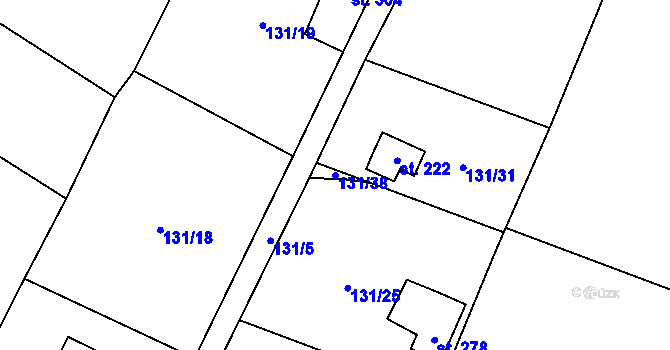 Parcela st. 131/38 v KÚ Folknáře, Katastrální mapa