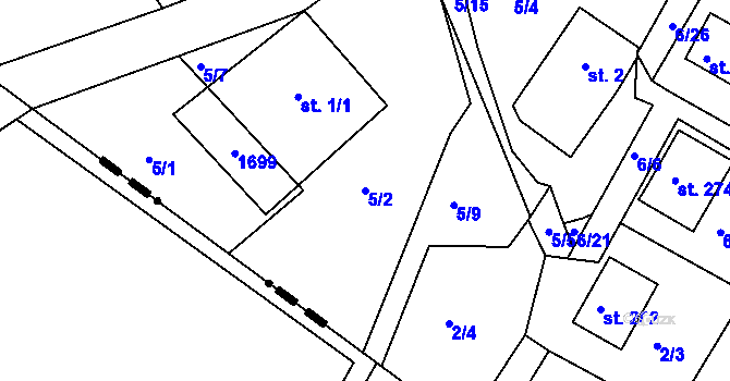 Parcela st. 5/2 v KÚ Březiny u Poličky, Katastrální mapa