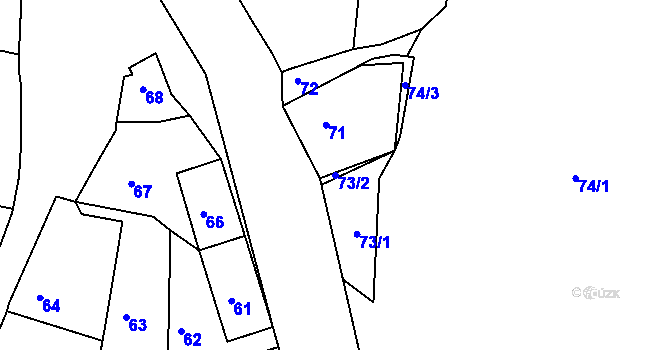 Parcela st. 73/2 v KÚ Březka u Velké Bíteše, Katastrální mapa