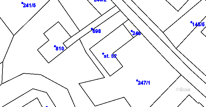 Parcela st. 52 v KÚ Březná, Katastrální mapa