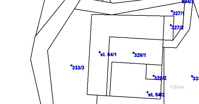 Parcela st. 64/1 v KÚ Březná, Katastrální mapa