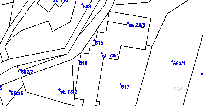 Parcela st. 78/1 v KÚ Březná, Katastrální mapa