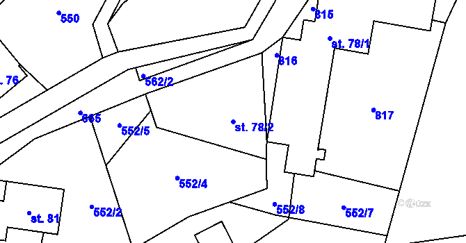 Parcela st. 78/2 v KÚ Březná, Katastrální mapa