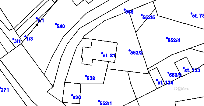 Parcela st. 81 v KÚ Březná, Katastrální mapa