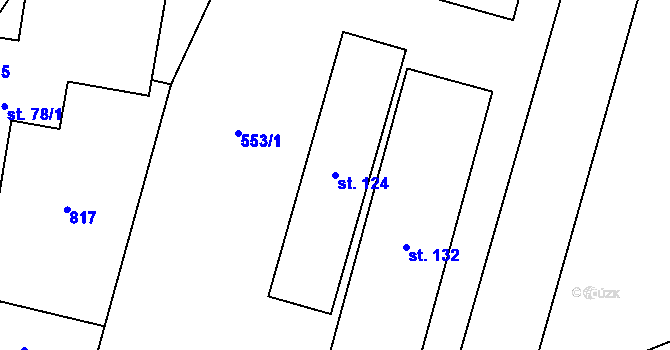 Parcela st. 124 v KÚ Březná, Katastrální mapa