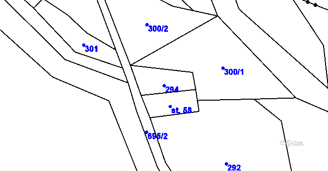 Parcela st. 294 v KÚ Březná, Katastrální mapa