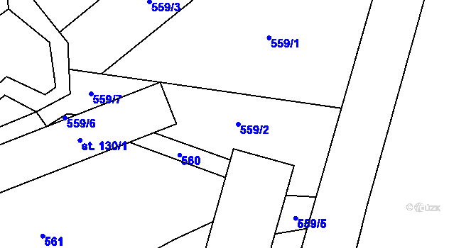 Parcela st. 559/2 v KÚ Březná, Katastrální mapa