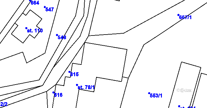 Parcela st. 78/3 v KÚ Březná, Katastrální mapa