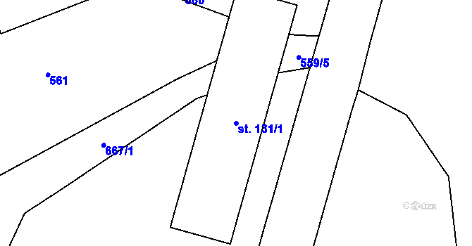 Parcela st. 131/1 v KÚ Březná, Katastrální mapa