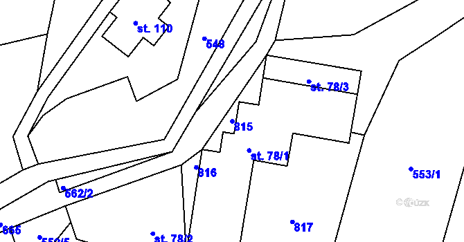 Parcela st. 815 v KÚ Březná, Katastrální mapa