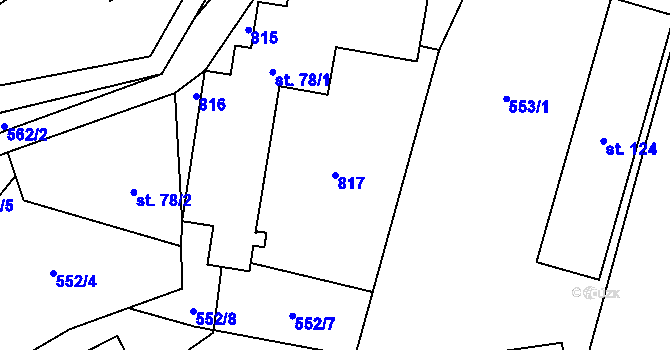 Parcela st. 817 v KÚ Březná, Katastrální mapa