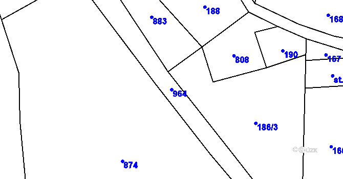 Parcela st. 964 v KÚ Březná, Katastrální mapa