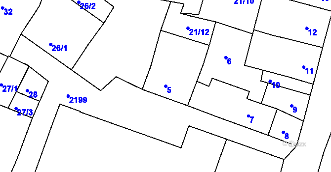 Parcela st. 5 v KÚ Březnice, Katastrální mapa