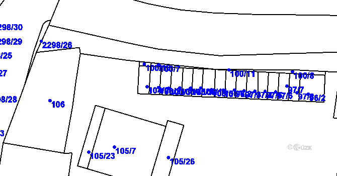 Parcela st. 100/3 v KÚ Březnice, Katastrální mapa