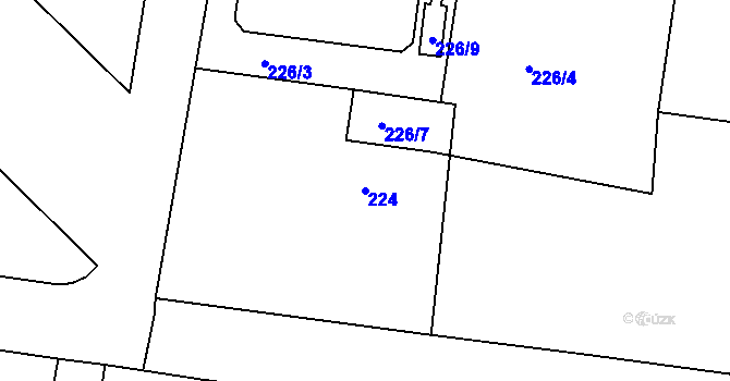 Parcela st. 224 v KÚ Březnice, Katastrální mapa