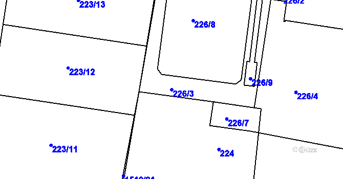 Parcela st. 226/3 v KÚ Březnice, Katastrální mapa