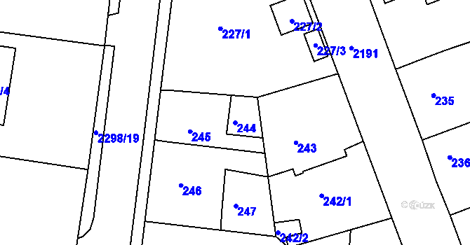 Parcela st. 244 v KÚ Březnice, Katastrální mapa
