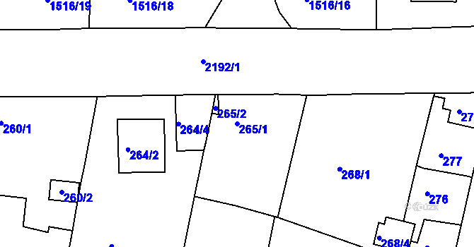 Parcela st. 265/1 v KÚ Březnice, Katastrální mapa