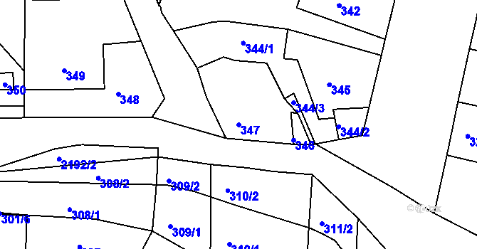 Parcela st. 347 v KÚ Březnice, Katastrální mapa