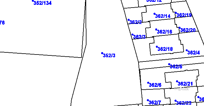 Parcela st. 352/3 v KÚ Březnice, Katastrální mapa