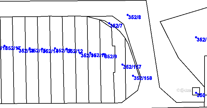 Parcela st. 352/9 v KÚ Březnice, Katastrální mapa