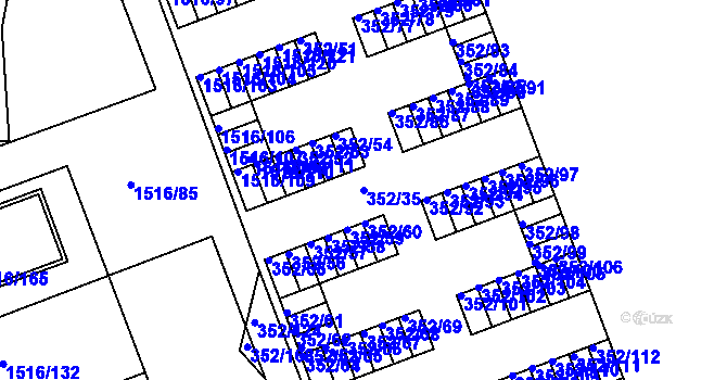 Parcela st. 352/35 v KÚ Březnice, Katastrální mapa