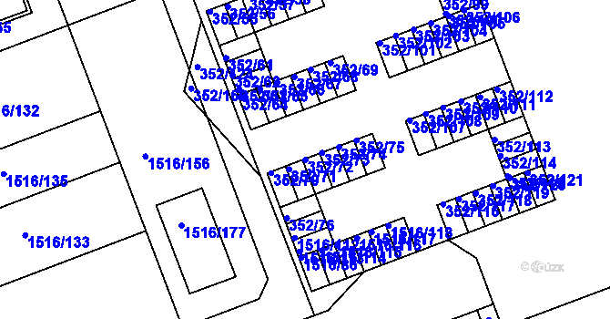 Parcela st. 352/72 v KÚ Březnice, Katastrální mapa