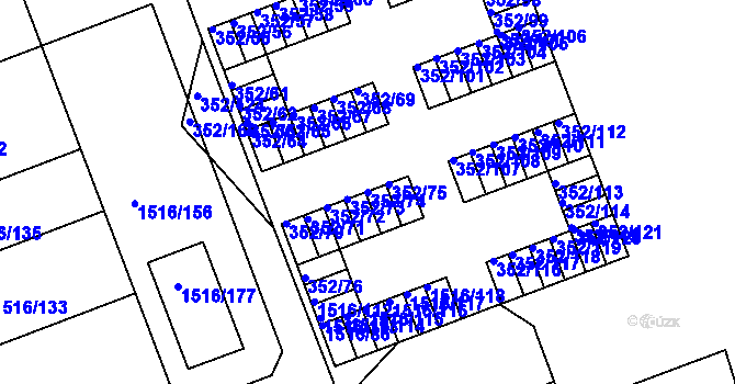 Parcela st. 352/74 v KÚ Březnice, Katastrální mapa