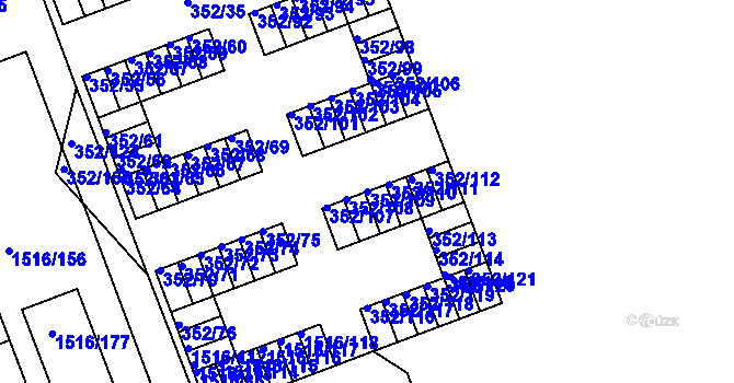 Parcela st. 352/109 v KÚ Březnice, Katastrální mapa