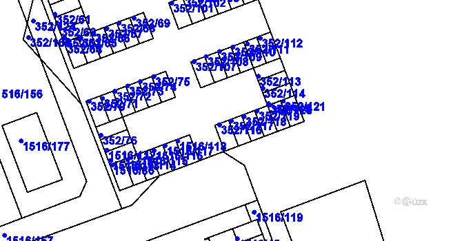 Parcela st. 352/117 v KÚ Březnice, Katastrální mapa