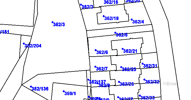 Parcela st. 362/6 v KÚ Březnice, Katastrální mapa