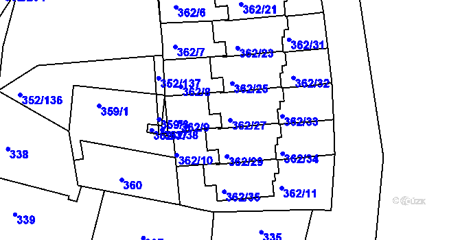 Parcela st. 362/27 v KÚ Březnice, Katastrální mapa
