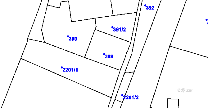 Parcela st. 389 v KÚ Březnice, Katastrální mapa