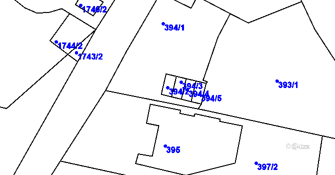Parcela st. 394/2 v KÚ Březnice, Katastrální mapa