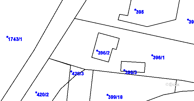 Parcela st. 396/2 v KÚ Březnice, Katastrální mapa