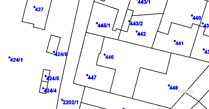 Parcela st. 446 v KÚ Březnice, Katastrální mapa