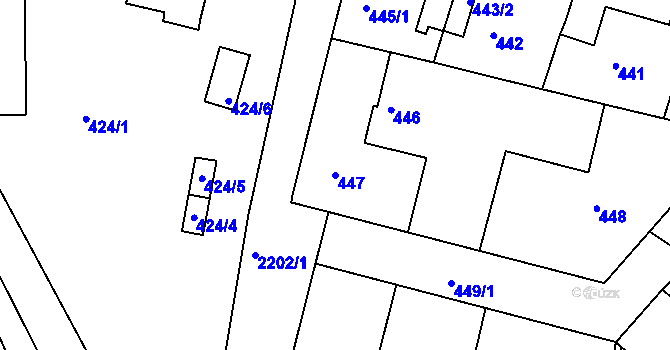 Parcela st. 447 v KÚ Březnice, Katastrální mapa