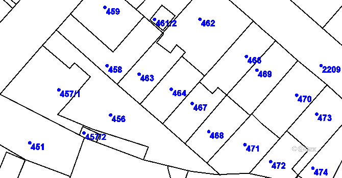 Parcela st. 464 v KÚ Březnice, Katastrální mapa