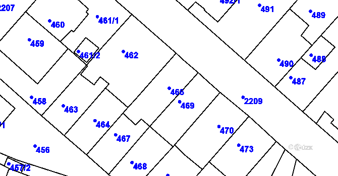 Parcela st. 466 v KÚ Březnice, Katastrální mapa