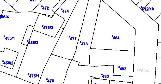 Parcela st. 478 v KÚ Březnice, Katastrální mapa