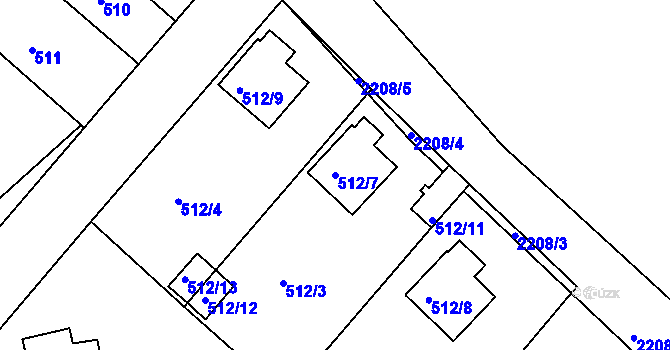 Parcela st. 512/7 v KÚ Březnice, Katastrální mapa