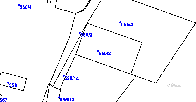 Parcela st. 555/2 v KÚ Březnice, Katastrální mapa