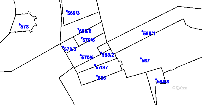 Parcela st. 568/2 v KÚ Březnice, Katastrální mapa