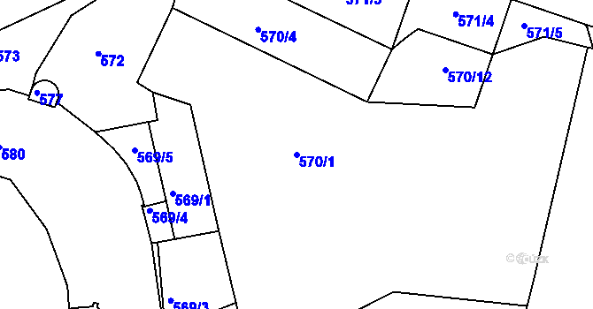 Parcela st. 570/1 v KÚ Březnice, Katastrální mapa