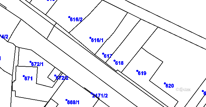 Parcela st. 617 v KÚ Březnice, Katastrální mapa