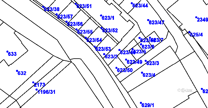 Parcela st. 623/2 v KÚ Březnice, Katastrální mapa