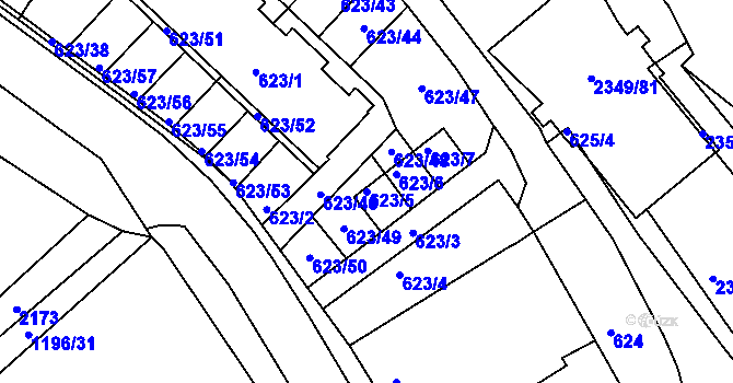 Parcela st. 623/5 v KÚ Březnice, Katastrální mapa