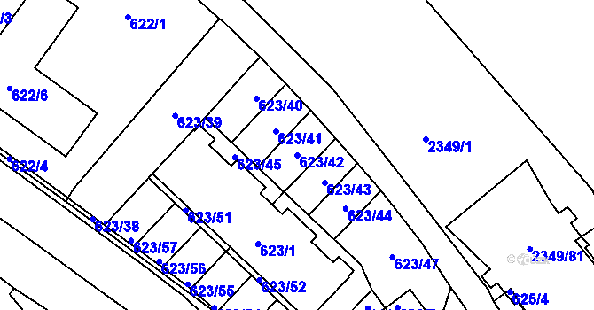 Parcela st. 623/42 v KÚ Březnice, Katastrální mapa