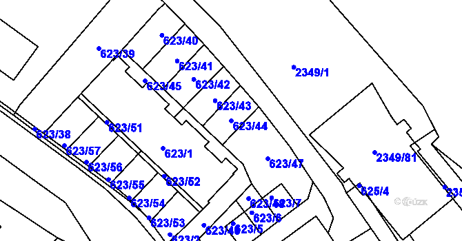 Parcela st. 623/44 v KÚ Březnice, Katastrální mapa